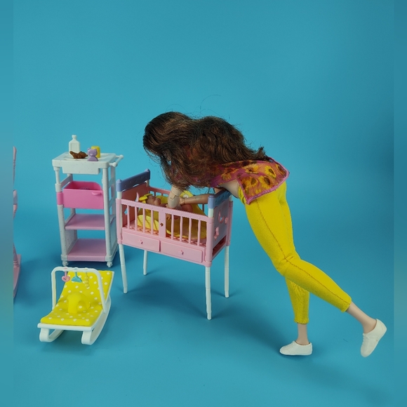 Mattel Curvy Barbie Extra Doll Zuru My Mini Baby Girl + Nursery Accessories Lot - Picture 9 of 12